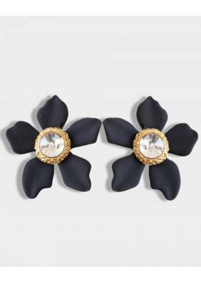 Brincos pretos flor