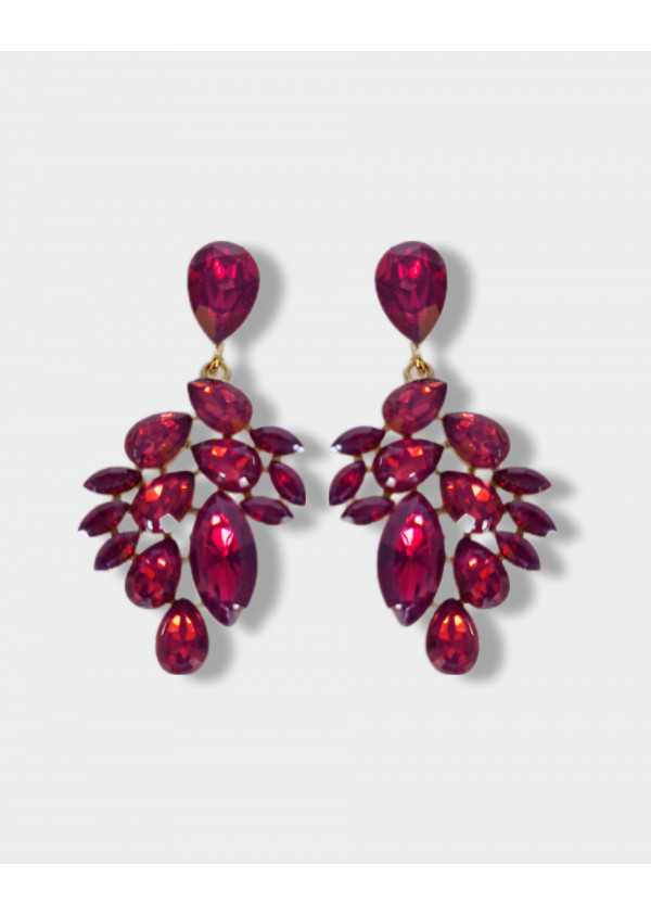 Brincos Grandes Rosa Cristais