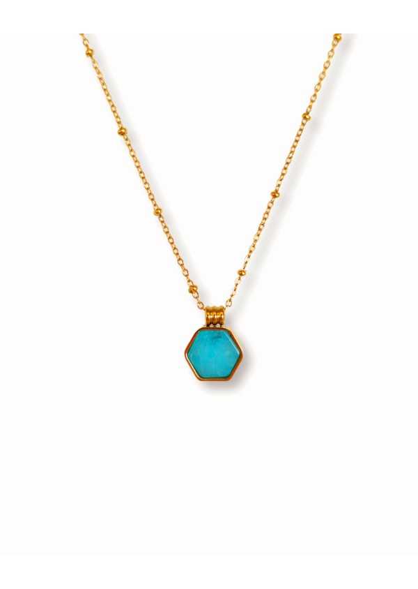 Colar em Aço dourado verde