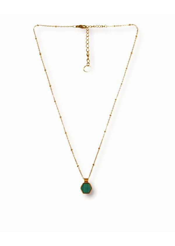 Colar em Aço dourado TURQUESA