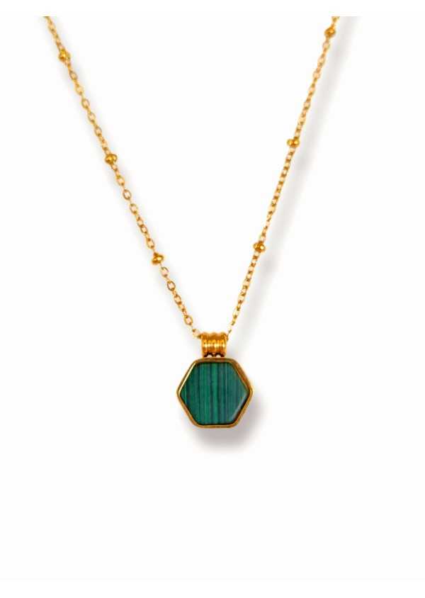 Colar em Aço dourado TURQUESA
