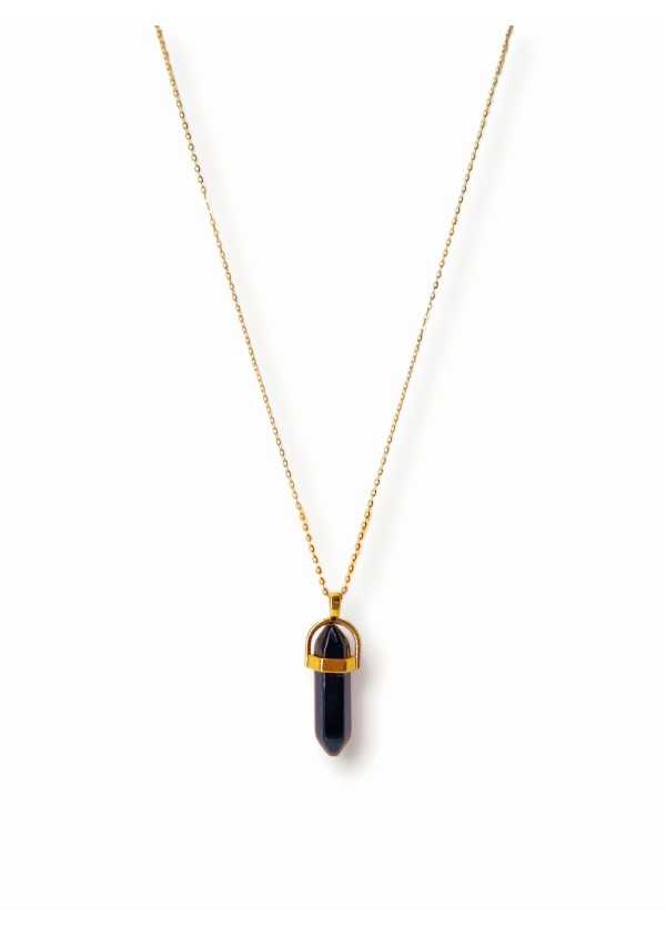 Colar em Aço dourado Pingente Verde