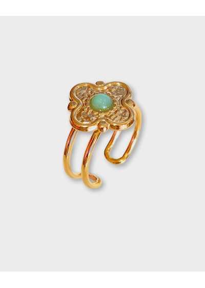 Aneis Aço Com pedrasTurquesa