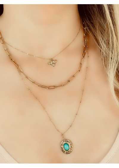 Colar Aço dourado 3 voltas