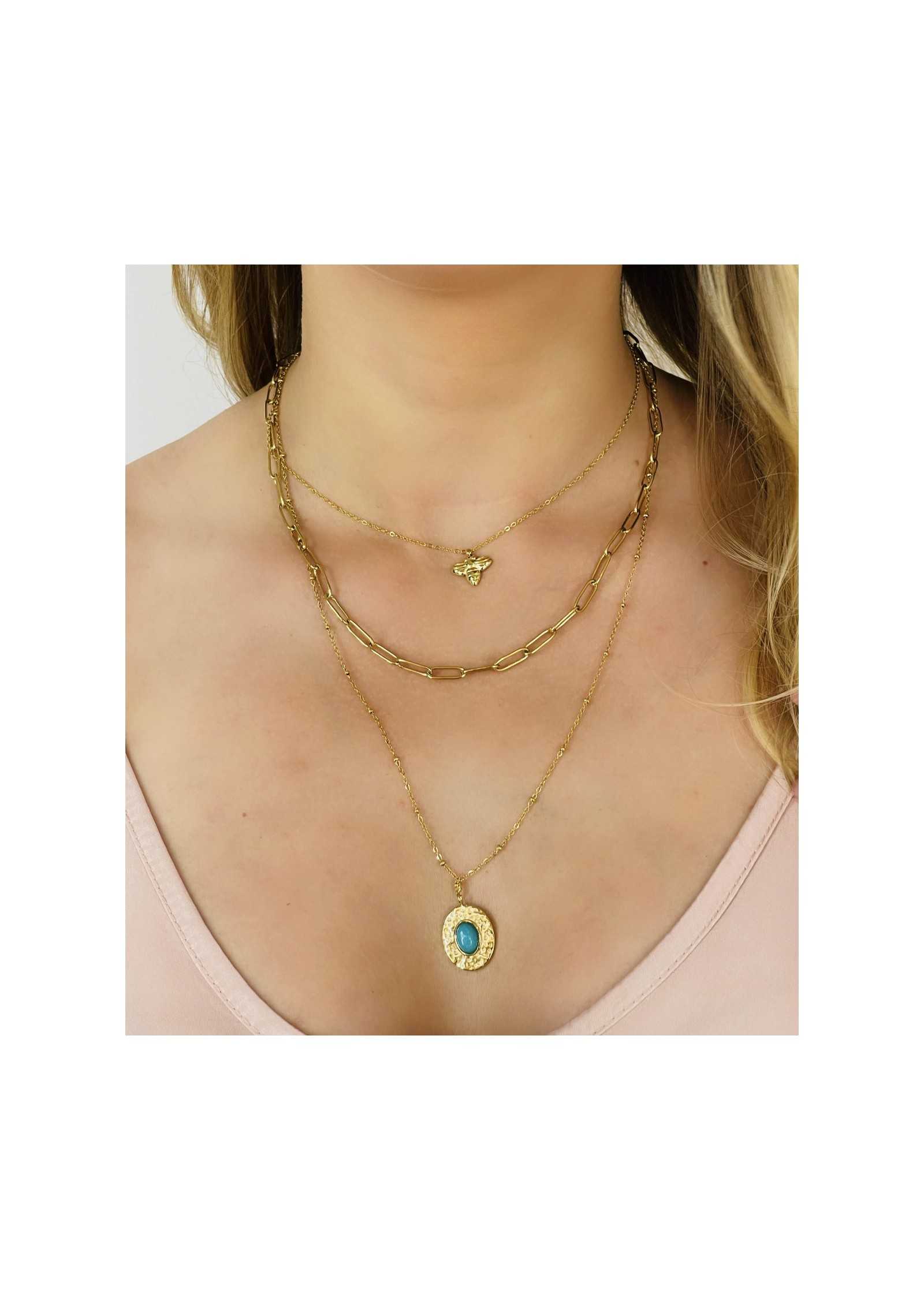 Colar Aço dourado 3 voltas