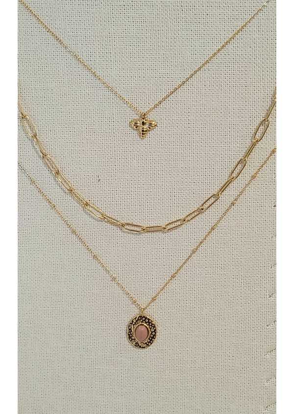 Colar Aço dourado 3 voltas