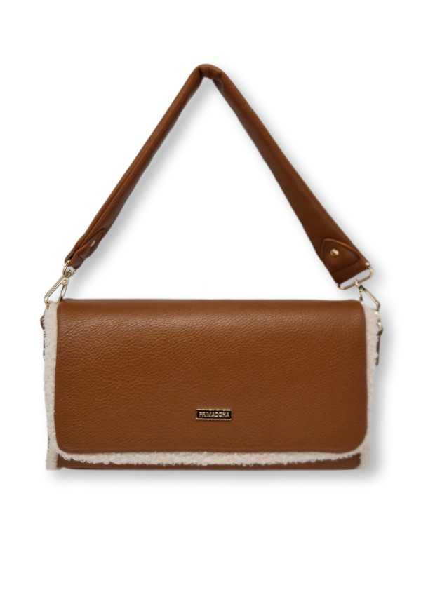 Carteira a Tiracolo Camel com pelo