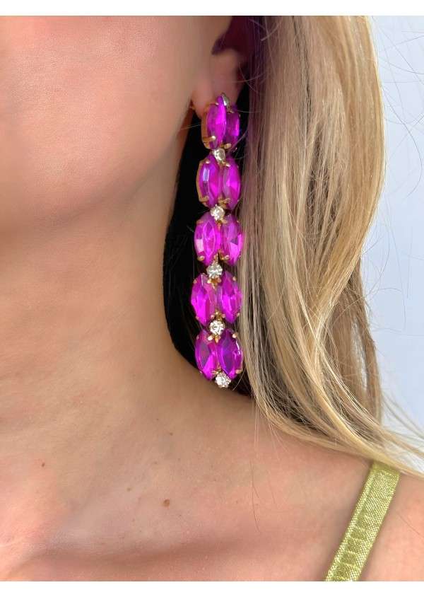 Brincos compridos Fucsia cerimonia festa