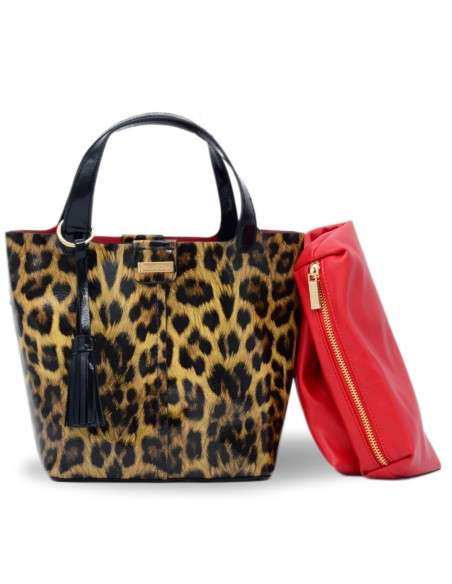 Mala de mao Verniz Animal print