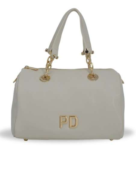 Bowling Bege com alça dourada