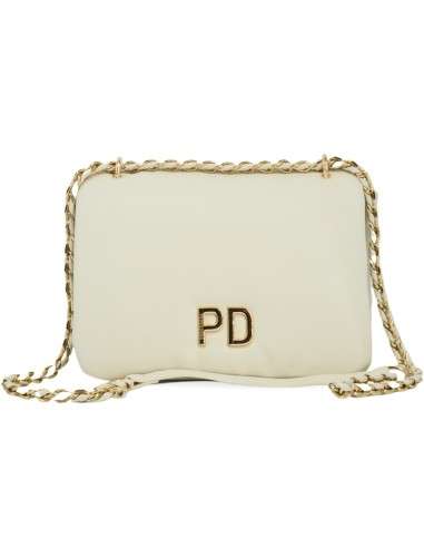 Tiracolo Bege com alça dourada