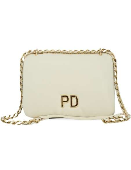 Tiracolo Bege com alça dourada