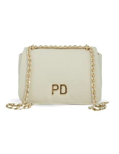 Tiracolo Bege com alça dourada