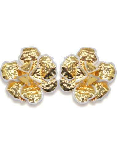 Brincos flor grandes dourados e Branco
