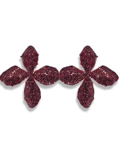 Brincos grandes flor strass