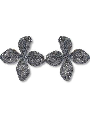 Brincos grandes flor strass