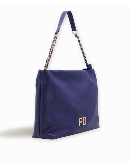 Mala Azul com alças douradas