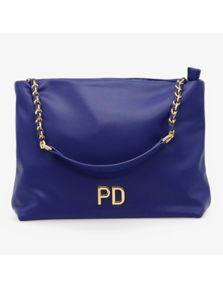 Mala Azul com alças douradas