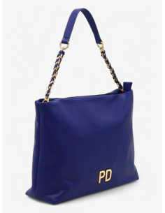 Mala Azul com alças douradas