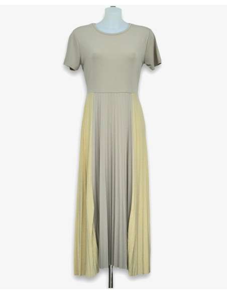 Vestido Plissado Liso+Dourado