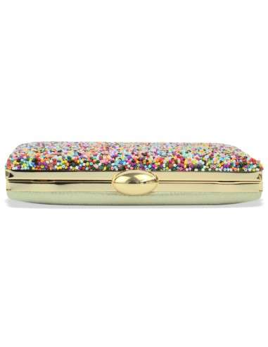 Clutch com Missangas Coloridas e Dourado