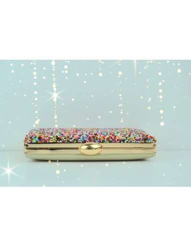 Clutch com Missangas Coloridas e Dourado