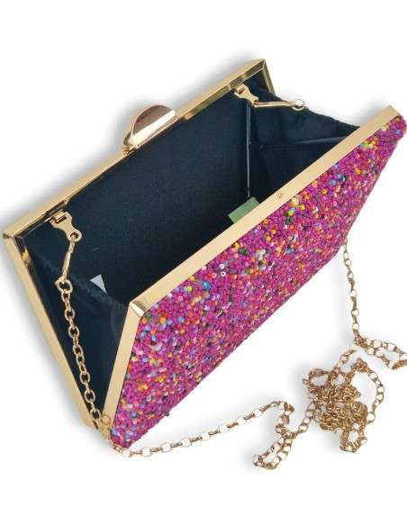 Clutch Fucsia pedras