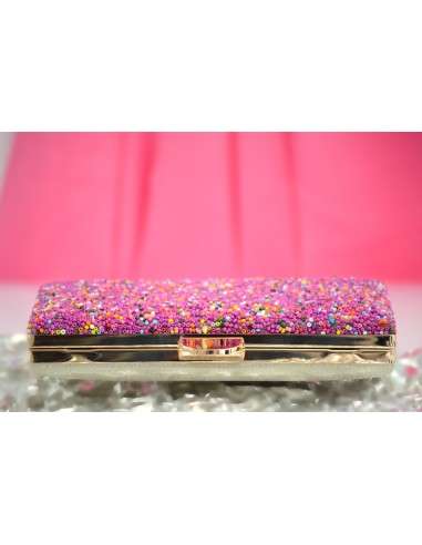 Clutch Fucsia pedras