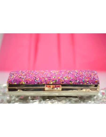 Clutch Fucsia pedras