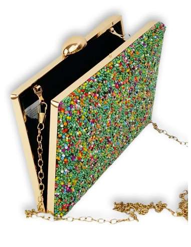 Clutch Verde com Missangas