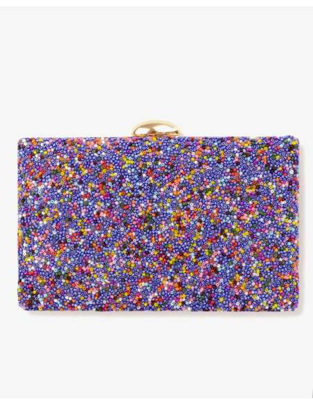 Clutch com Missangas Coloridas e Dourado