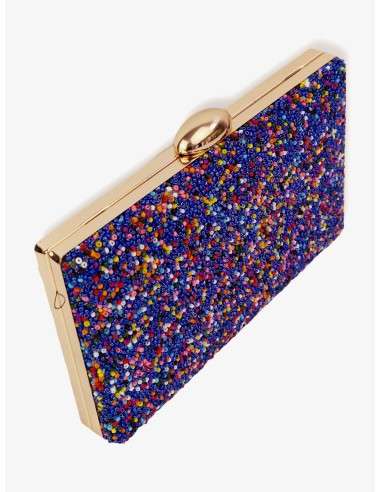Clutch com Missangas Coloridas e Dourado