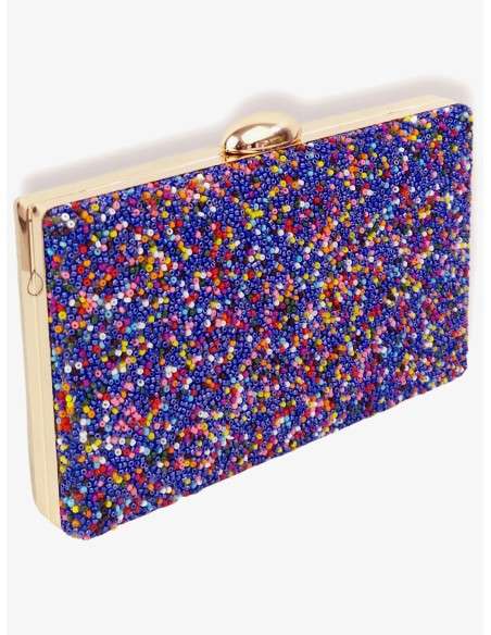 Clutch com Missangas Coloridas e Dourado