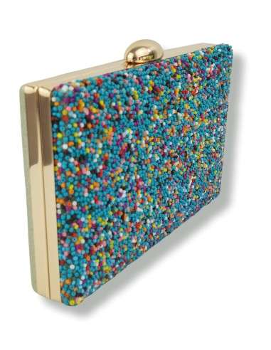 Clutch com Missangas Coloridas e Dourado