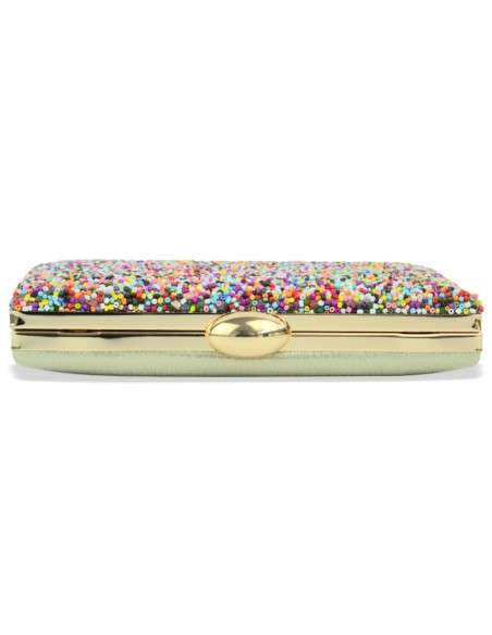 Clutch com Missangas Coloridas e Dourado