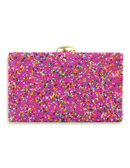 Clutch com Missangas Coloridas e Dourado