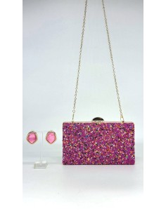 Clutch + Brincos Fucsia 2