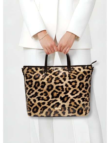 Tote animal print Primadona Leopard Verniz
