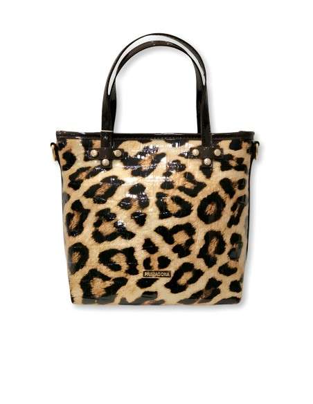 Mini Tote Primadona Leopard Verniz