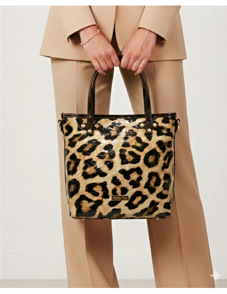 Mini Tote Animal print Leopardo Verniz