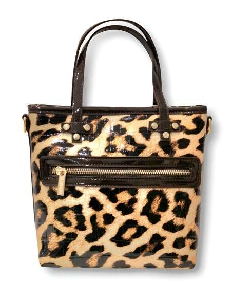 Mini Tote Primadona Leopard Verniz