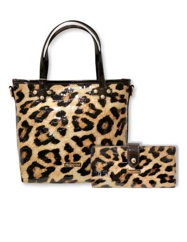 Carteira Leopard Verniz