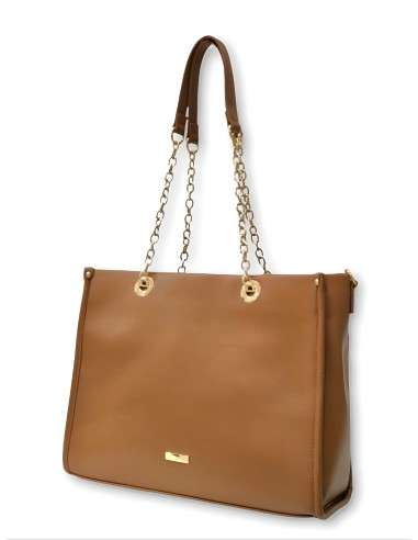 Mala Camel com alças douradas