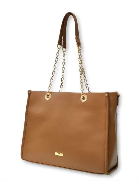 Mala Camel com alças douradas