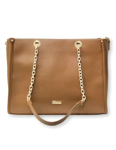 Mala Camel com alças douradas