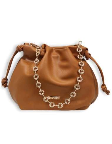 Mala Pouch Franzida com Corrente Metálica