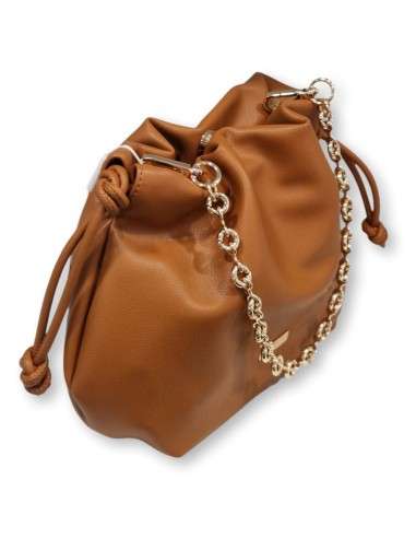Mala Pouch Franzida com Corrente Metálica