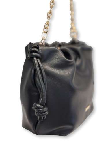 Mala Pouch Franzida com Corrente Metálica