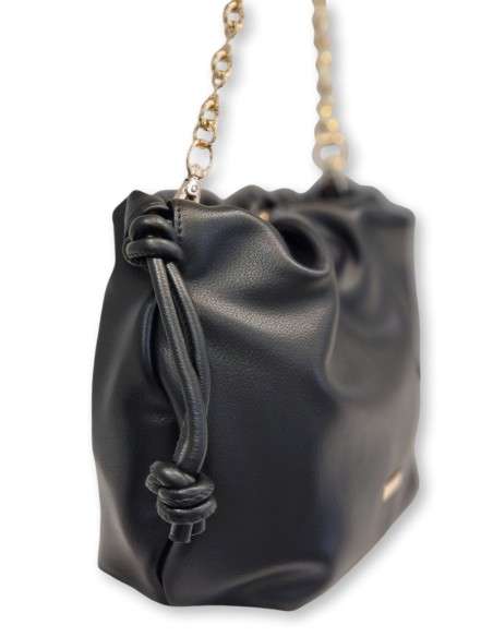 Mala Pouch Franzida com Corrente Metálica