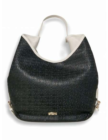 Mala Hobo com Monograma em Relevo e Detalhes Contrastantes